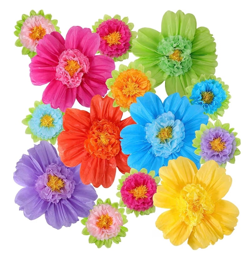 Large Colorful Tissue Paper Flowers Giant Fiesta Paper Pom Poms Mexican Birthday Decorations for Wall Wedding Backdrop Centerpiece Party