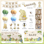 Classic Winnie Bear Baby Shower Decorations, Neutral All-In-One Pooh Baby Shower Balloon Arch Baby Boxes Backdrop Banner Tablecloth …