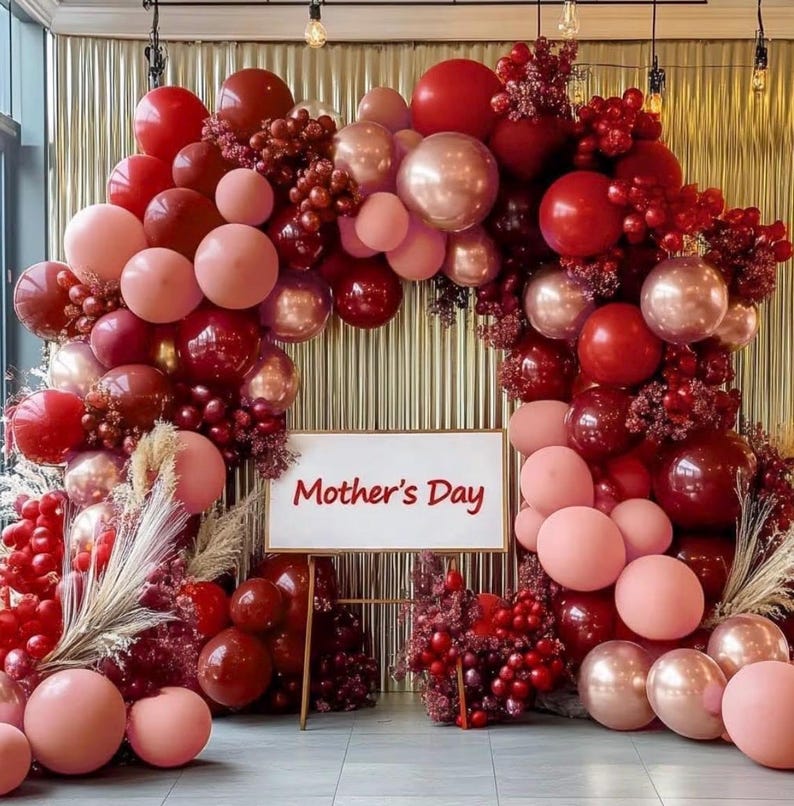 Burgundy Pink Balloons-Double Stuffed Maroon Balloon Garland Metallic Foil Rose Gold Balloon Arch Kit Dusty Pink Balloon Different Sizes