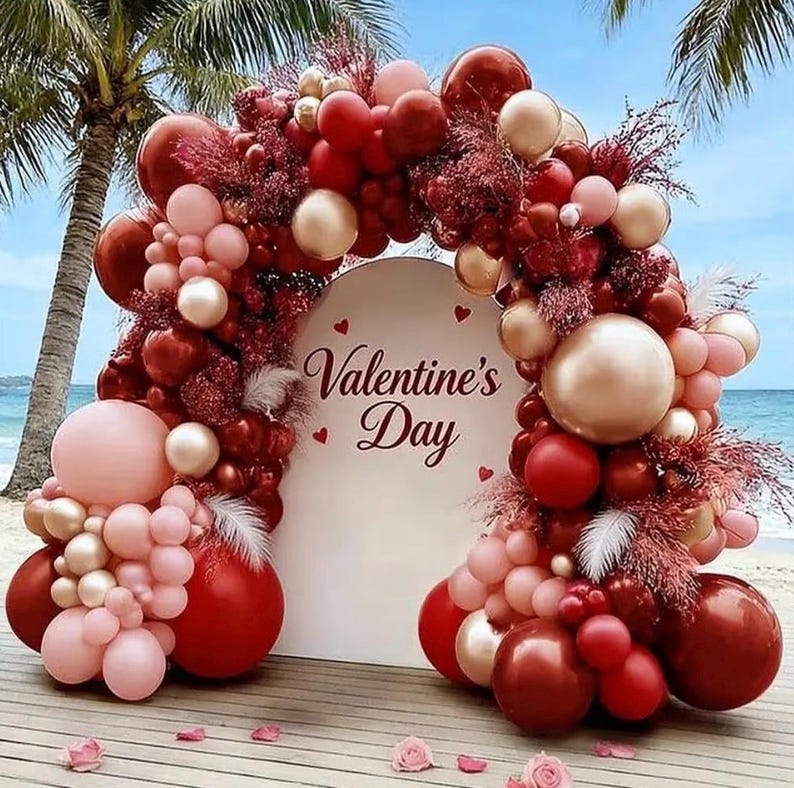 Burgundy Pink Balloons-Double Stuffed Maroon Balloon Garland Metallic Foil Rose Gold Balloon Arch Kit Dusty Pink Balloon Different Sizes