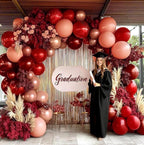 Burgundy Pink Balloons-Double Stuffed Maroon Balloon Garland Metallic Foil Rose Gold Balloon Arch Kit Dusty Pink Balloon Different Sizes