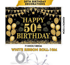 50th Birthday Decorations for Men Women Happy 50th Birthday Banner Party Decorations Black Gold 50 Years Birthday Party Suppiles Background