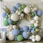 103pcs Sage Green Dusty Blue Balloon Garland Arch Kit, with Pastel Green Blue and Sand White Balloons, for Ocean Theme Beach Theme Dinosaur