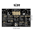 Large 40th Birthday Decorations Back in 1986 Banner Backdrop for Men Women, Happy 40 Birthday Sign Poster Party Supplies, Black Gold Forty