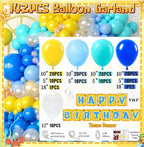 Sponge Birthday Decorations Kit - 153Pcs Under the Sea Party Supplies with Balloon Arch, Backdrop & Video Guide - All-in-One Vibrant Decor