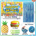 Sponge Birthday Decorations Kit - 153Pcs Under the Sea Party Supplies with Balloon Arch, Backdrop & Video Guide - All-in-One Vibrant Decor