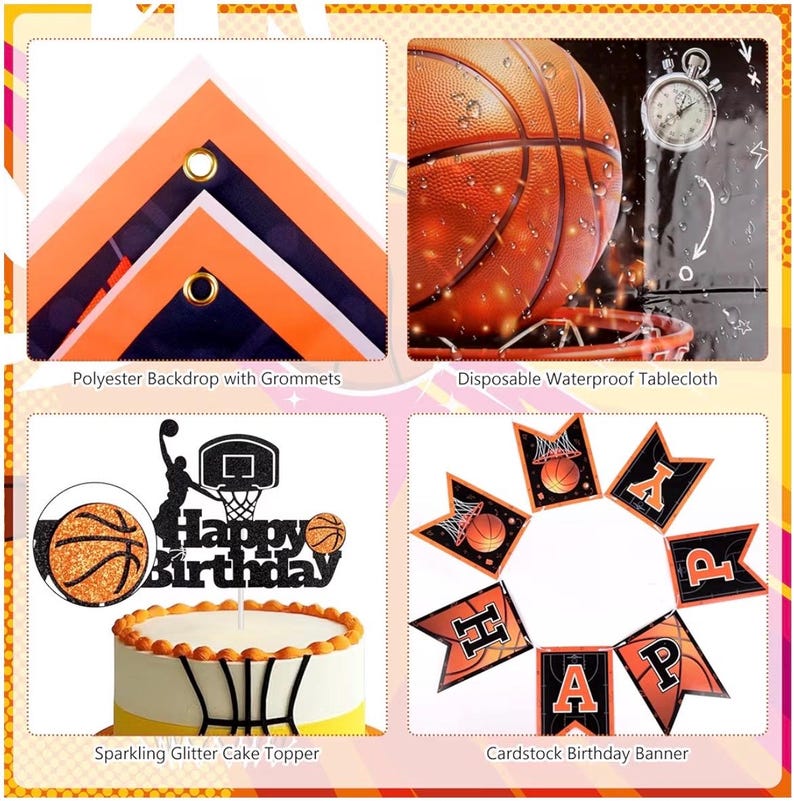 Basketball Birthday Party Decorations, Basketball Themed Party Decorations Supplies Include Balloon Arch Kit Banner Cake Topper Backdrop