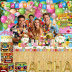 320pcs Hawaiian Party Decorations Complete Party Set, Serves for 25 Guests, Luau Birthday Decorations, Aloha Hawaii Birthday Decorations