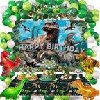 Dinosaur Birthday Party Decorations Kit for Boys - Dino Party Supplies with Tablecloth, Banner, Backdrop, Cake Topper, Balloons & Stickers