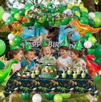 Dinosaur Birthday Party Decorations Kit for Boys - Dino Party Supplies with Tablecloth, Banner, Backdrop, Cake Topper, Balloons & Stickers