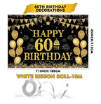 60th Birthday Banner - Black & Gold - 71 x 45 Inch - Happy 60th Birthday Decor