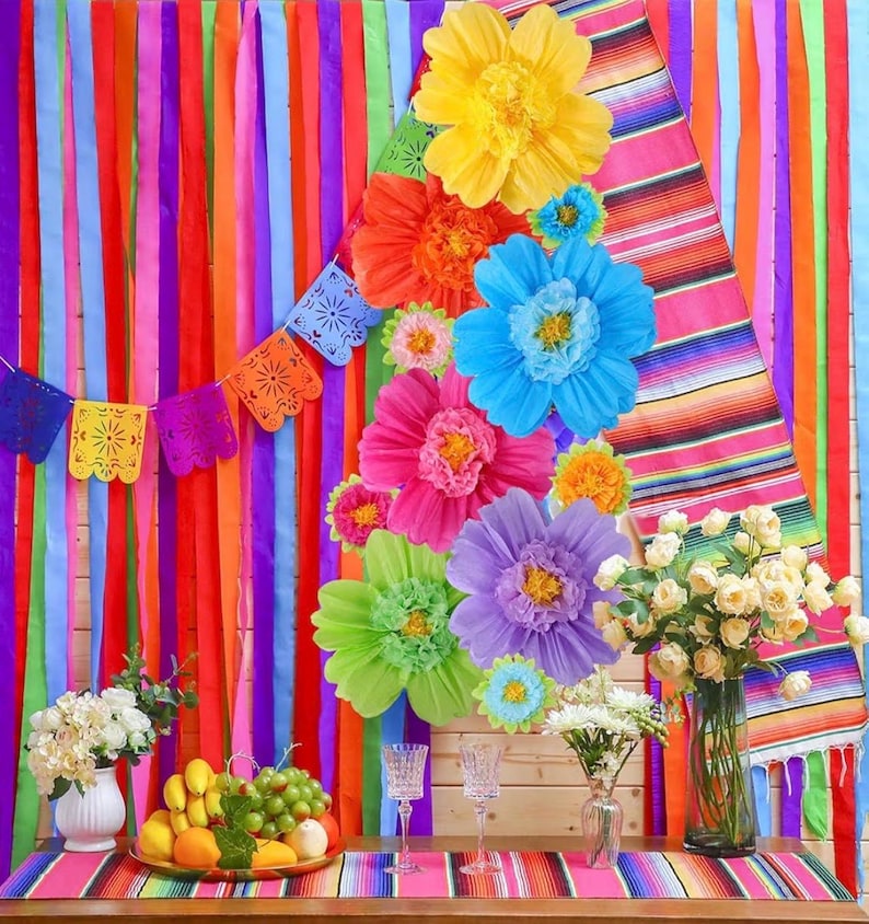 Large Colorful Tissue Paper Flowers Giant Fiesta Paper Pom Poms Mexican Birthday Decorations for Wall Wedding Backdrop Centerpiece Party