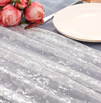 White Silver Gauze Table Runner 120 Inch 10FT, Glitter Metallic Foil Sheer Dining Holiday Wedding Anniversary Birthday Table Decor for Home