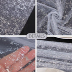 White Silver Gauze Table Runner 120 Inch 10FT, Glitter Metallic Foil Sheer Dining Holiday Wedding Anniversary Birthday Table Decor for Home