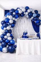 Navy Blue Silver Balloon Garland Kit, Royal Blue Balloon Arch for Birthday, Baby Shower, Graduation, Wedding Party Decor , 160Pcs
