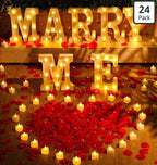 Marry Me Light up Letters Proposal Decorations Will You Marry Me Sign Rose Petals 24 LED Candles Romantic Night Light for Proposal Engagemen