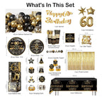 266pcs 60th Birthday Decorations for Men, Worry-free One-stop Set for 25 People, Includes Thickened Plates Cake Topper and Curtains