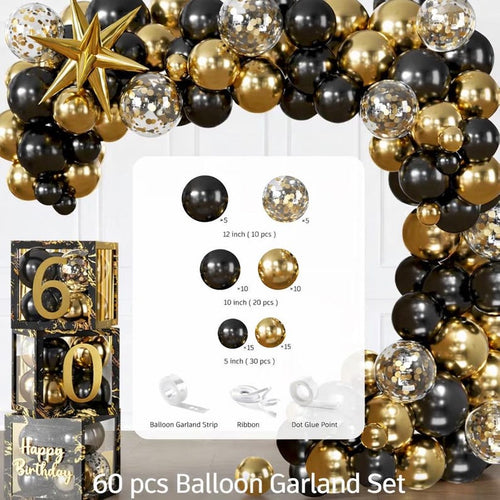 266pcs 60th Birthday Decorations for Men, Worry-free One-stop Set for 25 People, Includes Thickened Plates Cake Topper and Curtains