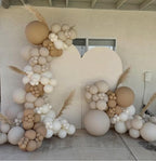 Netural Balloon Garland Arch Kit, Double Stuffed Beige Cream Tan Balloons Garland Blush White Sand Boho Balloon for Netural Baby Shower