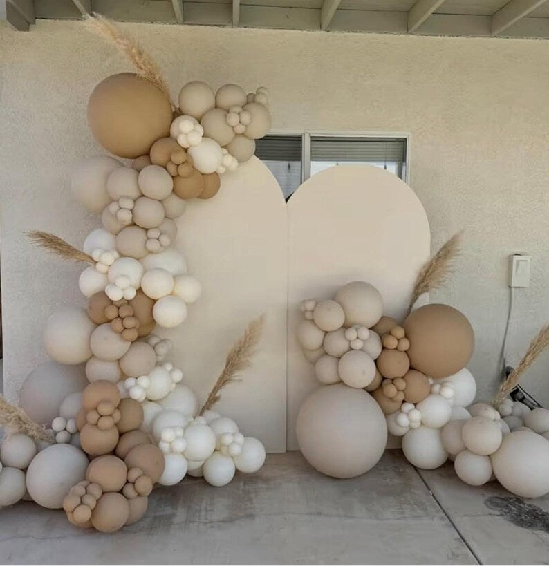 Netural Balloon Garland Arch Kit, Double Stuffed Beige Cream Tan Balloons Garland Blush White Sand Boho Balloon for Netural Baby Shower