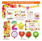Twotti Fruity Birthday Decorations, Fruit Themed 2nd Tutti Frutti Party Decorations Backdrop Balloon Garland Glitter Banner Cake Topper