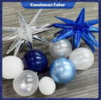 Blue White Silver Balloon Garland Arch Kit, 140Pcs Navy Light Metallic Blue Silver White Confetti Balloons With Stars for Birthday Wedding