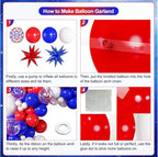 Red White and Blue Balloon Garland Arch Kit, 140Pcs Blue Red White 4th of July Balloons for Patriotic Decorations 4th of July Memorial Day