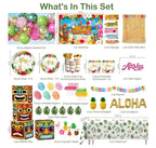 320pcs Hawaiian Party Decorations Complete Party Set, Serves for 25 Guests, Luau Birthday Decorations, Aloha Hawaii Birthday Decorations