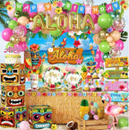 320pcs Hawaiian Party Decorations Complete Party Set, Serves for 25 Guests, Luau Birthday Decorations, Aloha Hawaii Birthday Decorations