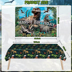Dinosaur Birthday Party Decorations Kit for Boys - Dino Party Supplies with Tablecloth, Banner, Backdrop, Cake Topper, Balloons & Stickers