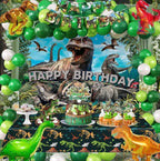 Dinosaur Birthday Party Decorations Kit for Boys - Dino Party Supplies with Tablecloth, Banner, Backdrop, Cake Topper, Balloons & Stickers
