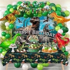 Dinosaur Birthday Party Decorations Kit for Boys - Dino Party Supplies with Tablecloth, Banner, Backdrop, Cake Topper, Balloons & Stickers