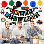 Video Game Birthday Decorations Game Theme Party Decorations Kit Includes Happy Birthday Gaming Banner Hanging Swirls Honeycomb Balls
