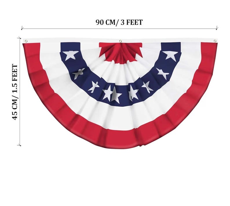 American Flag Bunting Patriotic Pleated Fan Flag USA Flags with Brass Grommets and Zip Ties for 4th of July Memorial Day Decoration Outdoor