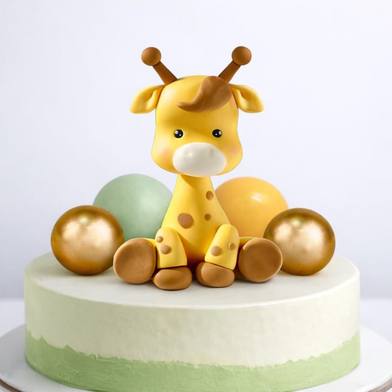 Safari Giraffe Cake Topper Set, Jungle Birthday Cake Decor, Baby Shower Cake Decoration, Wild One Party Decor, Animal Cake Topper