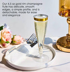 100 Pack Clear Plastic Champagne Flutes, 4.5 oz Disposable Toasting Glasses, Elegant Party Cups for Wedding, New Year, Bridal Shower