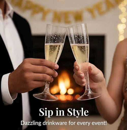 100 Pack Clear Plastic Champagne Flutes, 4.5 oz Disposable Toasting Glasses, Elegant Party Cups for Wedding, New Year, Bridal Shower