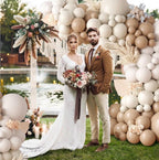 Netural Balloon Garland Arch Kit, Double Stuffed Beige Cream Tan Balloons Garland Blush White Sand Boho Balloon for Netural Baby Shower