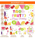 Twotti Fruity Birthday Decorations, Fruit Themed 2nd Tutti Frutti Party Decorations Backdrop Balloon Garland Glitter Banner Cake Topper