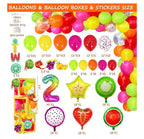Twotti Fruity Birthday Decorations, Fruit Themed 2nd Tutti Frutti Party Decorations Backdrop Balloon Garland Glitter Banner Cake Topper