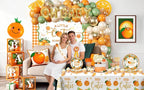 279 PCS A Little Cutie Is On The Way Decorations, All-in-One Orange Baby Shower Party Pack With Balloon, Backdrop, Plates and Napkins