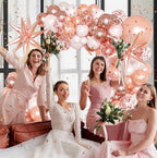 Rose Gold Balloons Garland Arch Kit,144pcs Metallic Rose Gold White Balloons Rose Gold Confetti Balloons for Women Birthday Wedding Bridal