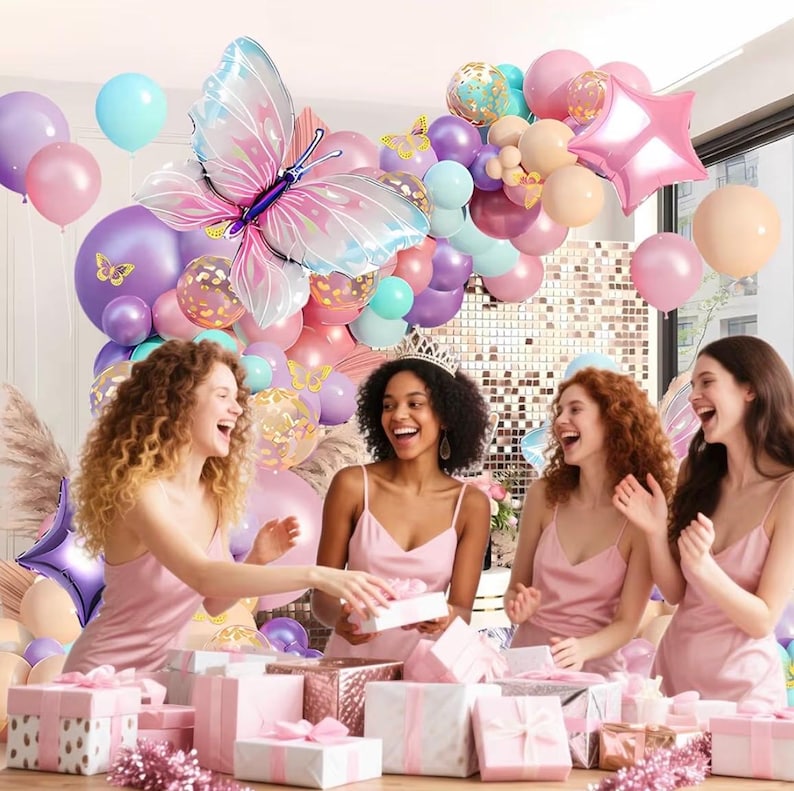 Pink and Purple Butterfly Balloon Arch Garland Kit, Big Butterfly Decorations,Birthday Baby Shower Wedding Fiesta Party Decorations for Girl