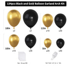 Black and Gold Balloons Garland Arch Kit, 134pcs Black and Metallic Gold Balloons with Different Size for Graduation, 2024 New Year,Birthday