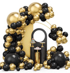 Black and Gold Balloons Garland Arch Kit, 134pcs Black and Metallic Gold Balloons with Different Size for Graduation, 2024 New Year,Birthday