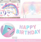 On Cloud 9 Birthday Decorations for Girls – 112 PCs Cloud Theme 9th Birthday Party Supplies with Backdrop Crown Foil Balloon Banner