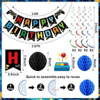 Video Game Birthday Decorations Game Theme Party Decorations Kit Includes Happy Birthday Gaming Banner Hanging Swirls Honeycomb Balls