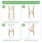 24 Set Wedding Aisle Chair Decorations for Wedding Ceremony Pew Decor Chiffon Chair Sashes with Ribbon Bows and Artificial Floral for Church