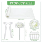 24 Set Wedding Aisle Chair Decorations for Wedding Ceremony Pew Decor Chiffon Chair Sashes with Ribbon Bows and Artificial Floral for Church