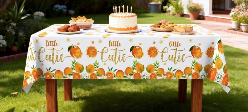 279 PCS A Little Cutie Is On The Way Decorations, All-in-One Orange Baby Shower Party Pack With Balloon, Backdrop, Plates and Napkins